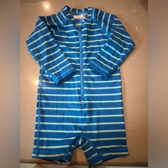 Blue striped Baby rash guard swimsuit - Picture 1 of 3